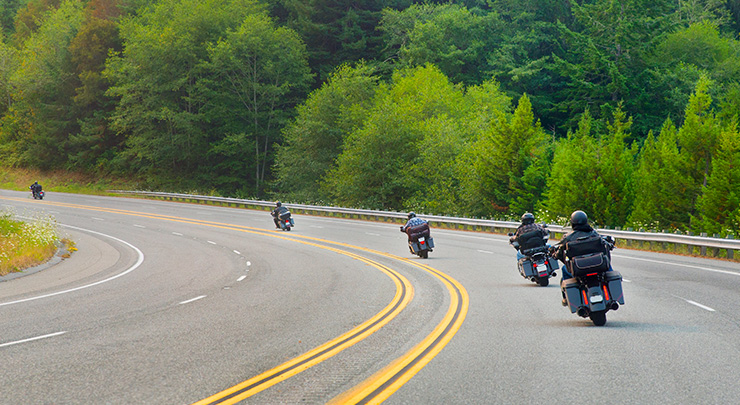 Motorcyclists on the road