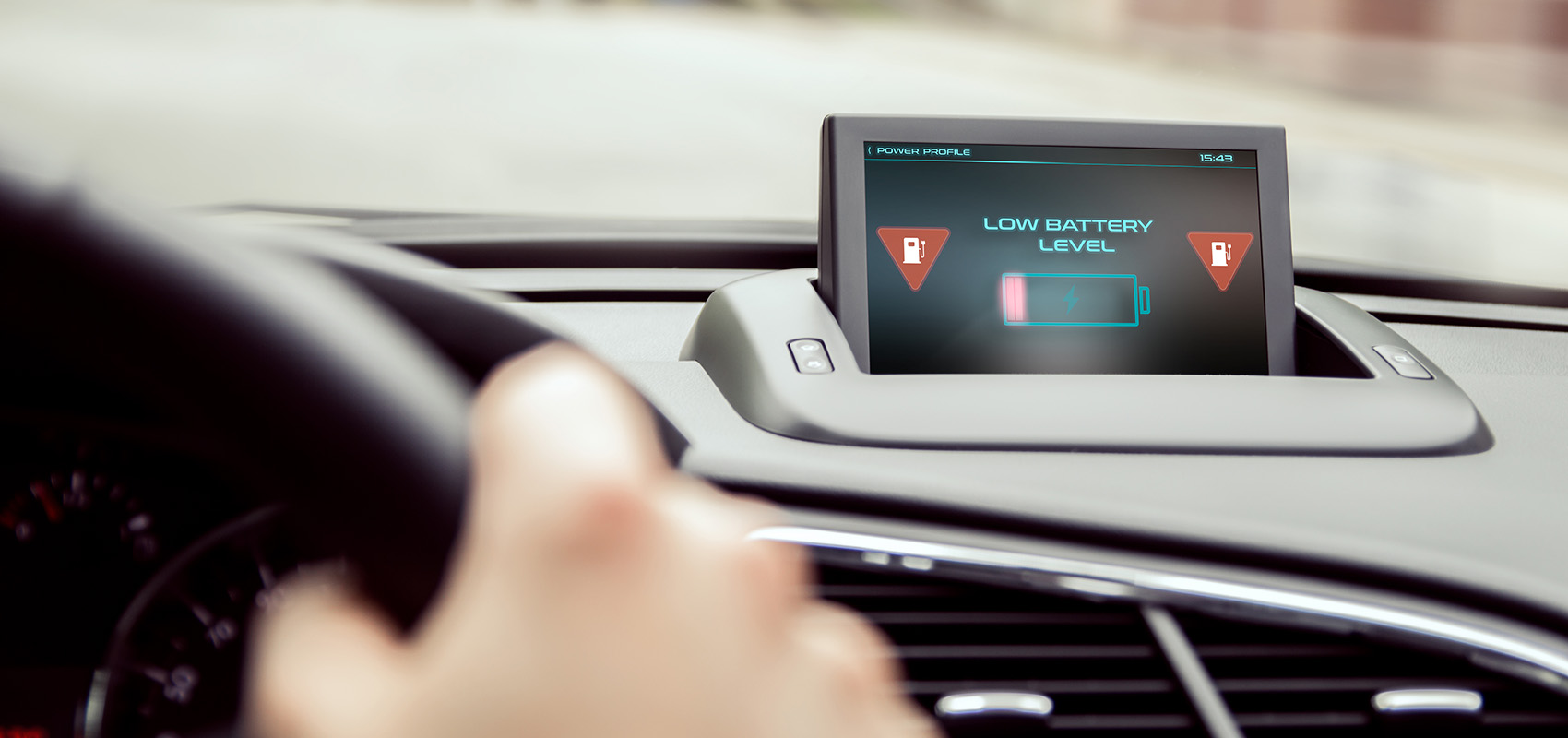 Electric vehicle low battery dashboard warning