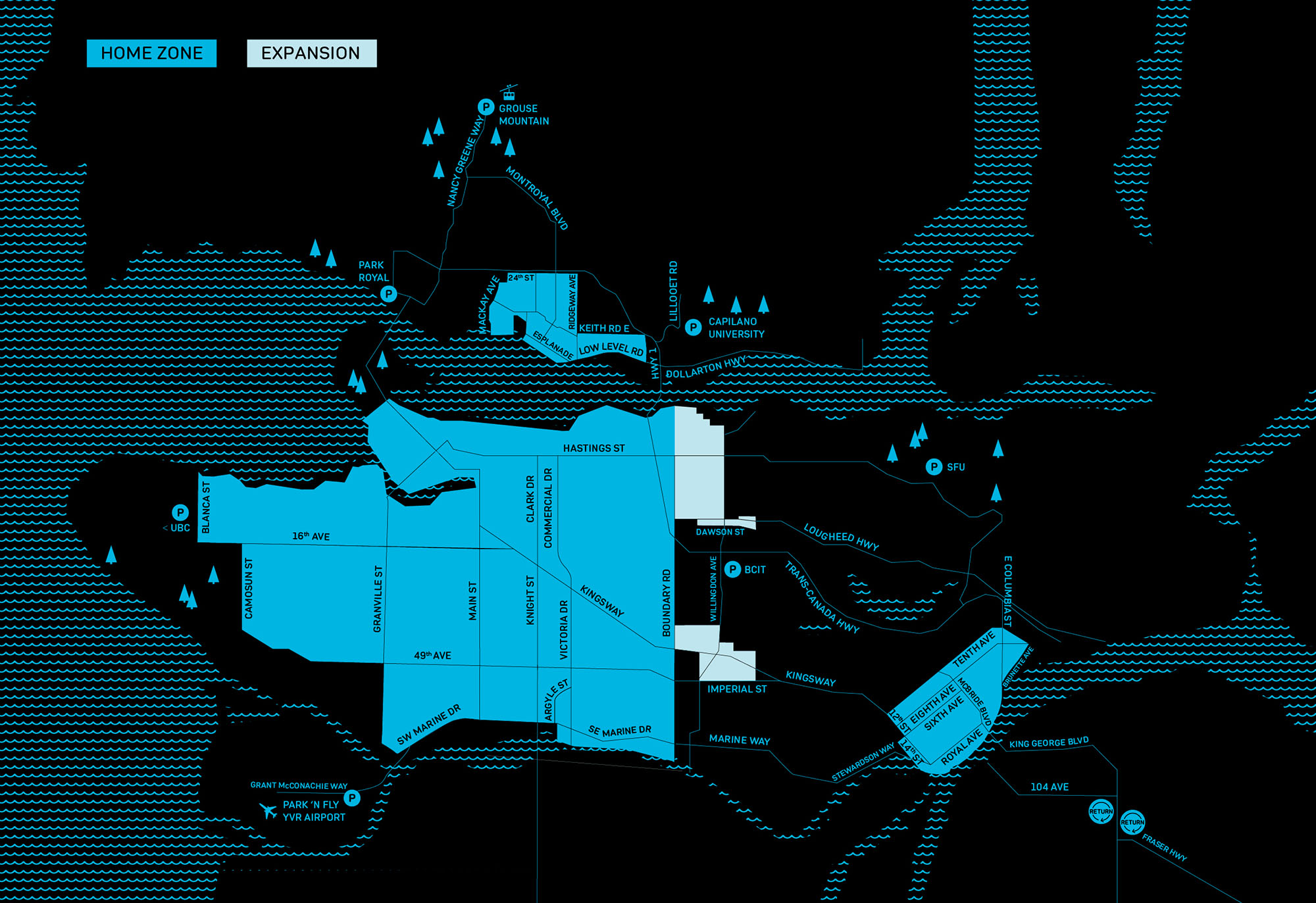 Evo Home Zone map 2024 Burnaby expansion